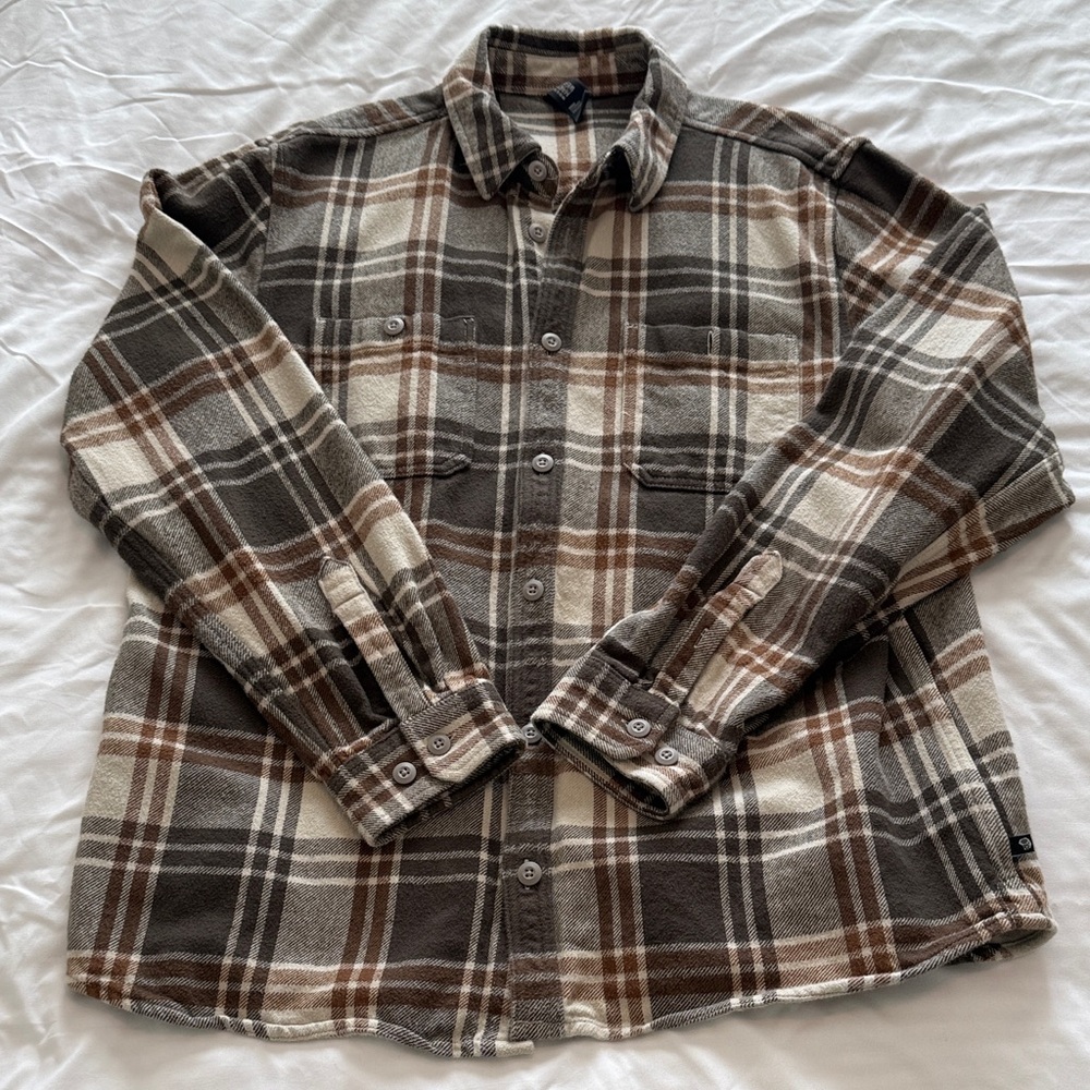 Mountain Hardwear Brown and Cream Plaid Button-Down Shirt